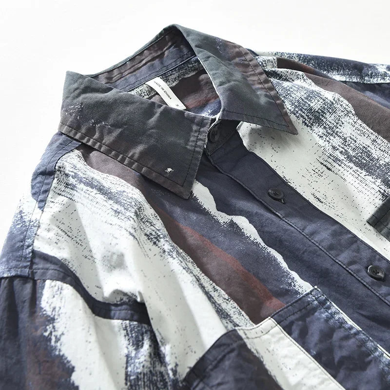 2024 Autumn New Printed Cotton Long Sleeve Shirt for Men - Oversize M-3XL