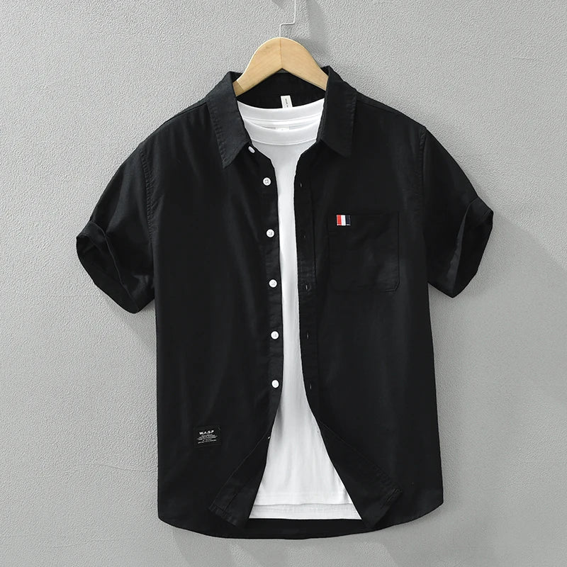 Men's White Short Sleeve Shirt - Loose Casual Summer Shirt