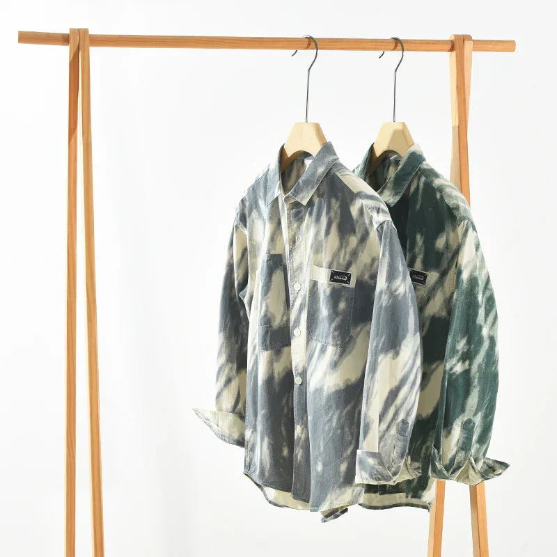 Men's 2024 Fashion Tie-dye Print Shirt - Pure Cotton Long Sleeve Dress Shirt
