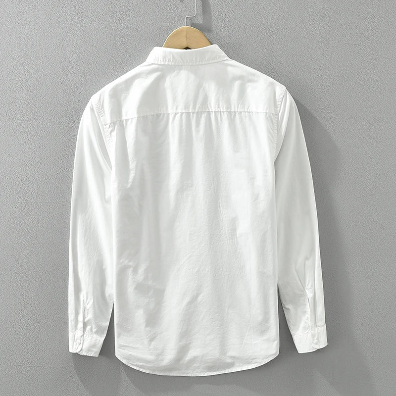 Men's Fashion Patchwork Long Sleeve Shirt - Loose Cotton Casual Shirt