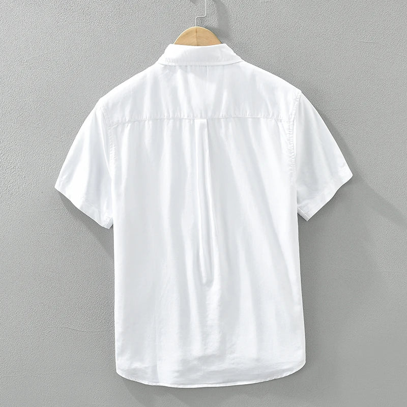 Men's White Short Sleeve Shirt - Loose Casual Summer Shirt