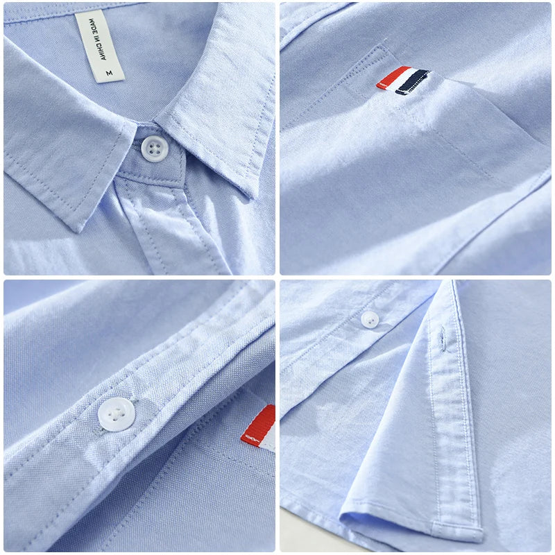 Men's White Short Sleeve Shirt - Loose Casual Summer Shirt