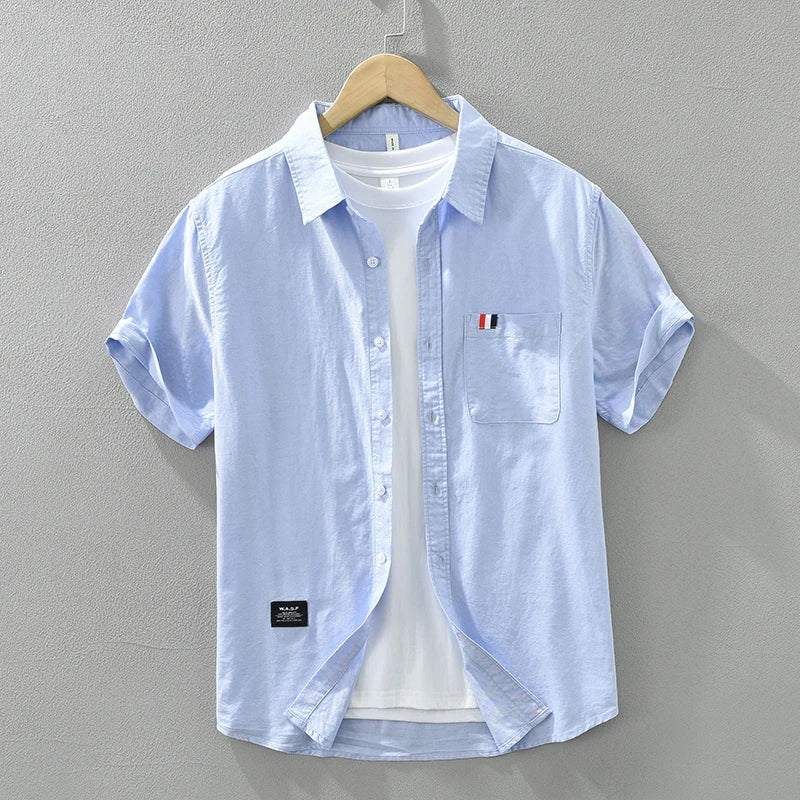 Men's White Short Sleeve Shirt - Loose Casual Summer Shirt