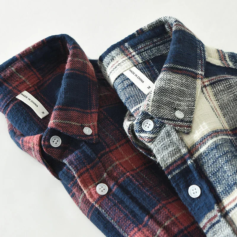 Men's 2024 Spring Plaid Shirt - Loose Long Sleeve Casual Streetwear