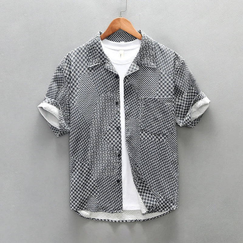 Men's Plaid Short Sleeve Shirt - Plus Size 4XL Casual Summer Shirt