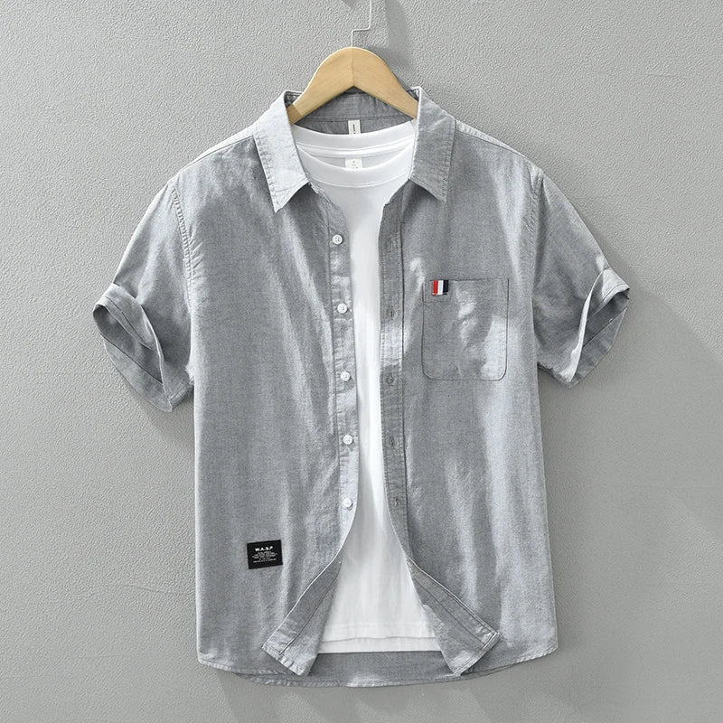 Men's White Short Sleeve Shirt - Loose Casual Summer Shirt