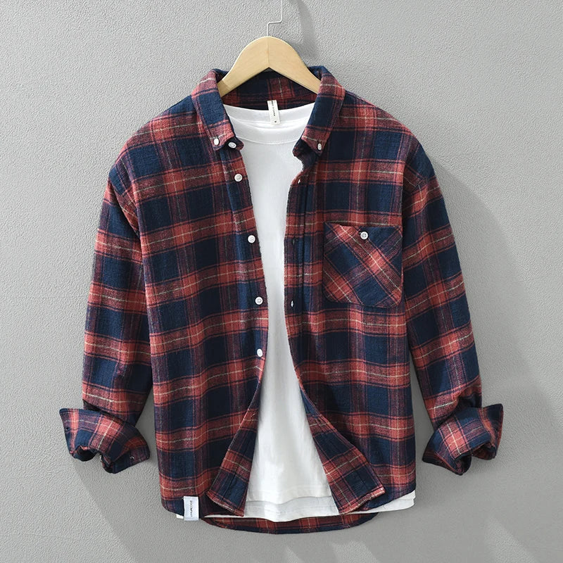 Men's 2024 Spring Plaid Shirt - Loose Long Sleeve Casual Streetwear