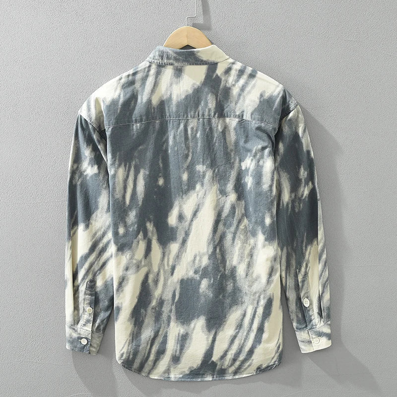 Men's 2024 Fashion Tie-dye Print Shirt - Pure Cotton Long Sleeve Dress Shirt