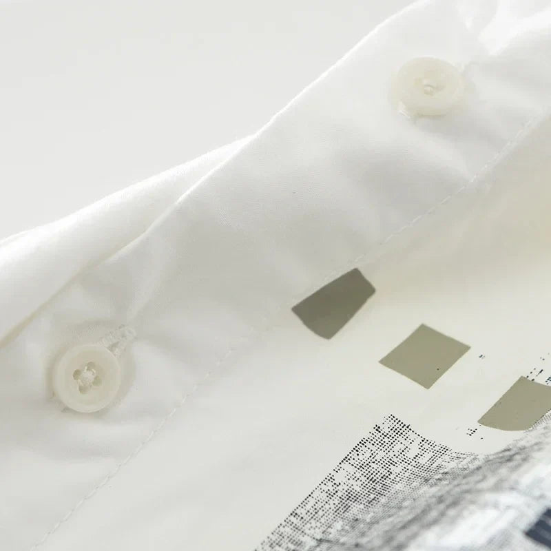 2024 Autumn New Men's Patchwork Long Sleeve Shirt - Cotton Oversize Loose Casual Shirt