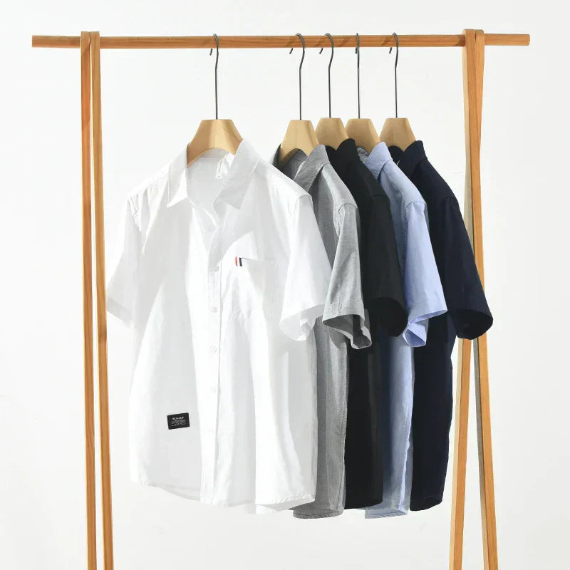 Men's White Short Sleeve Shirt - Loose Casual Summer Shirt