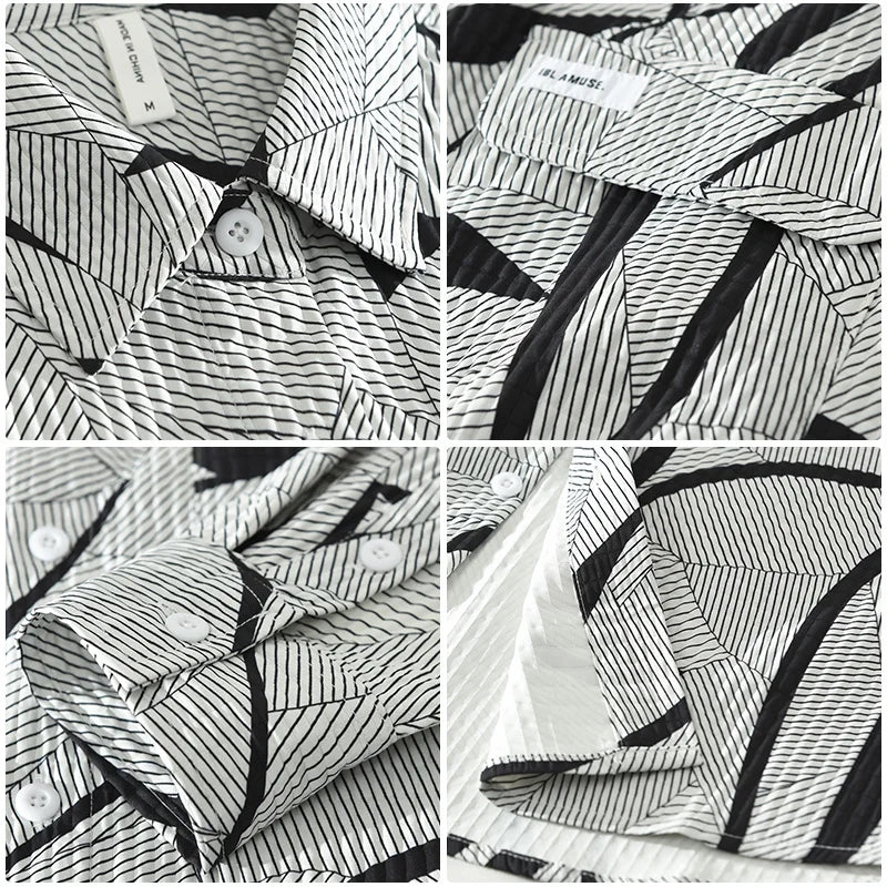 Men's Long Sleeve Print Shirt - Casual Button-Up Fashion Top