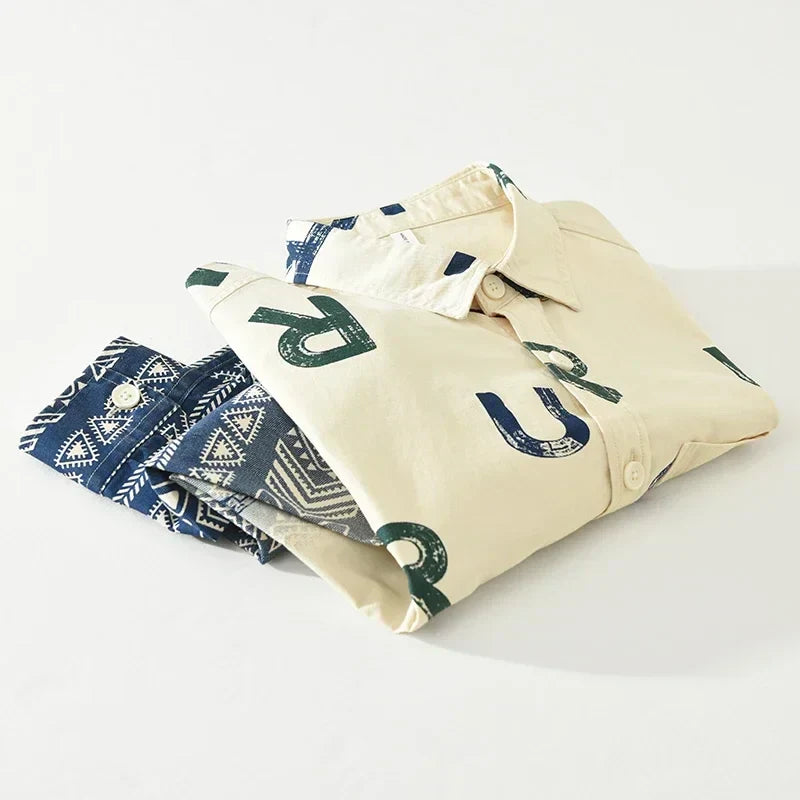 Men's Letter Print Long Sleeve Shirt - 2024 Autumn & Winter Casual Loose Shirt