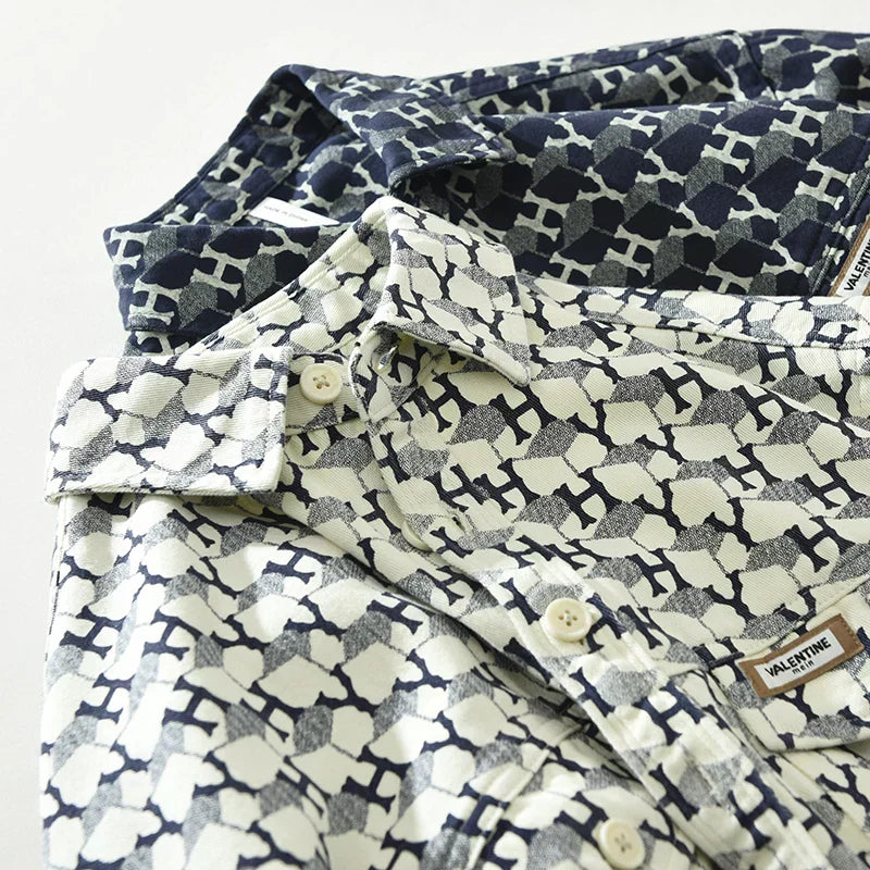 Men's Letter Print Long Sleeve Shirt - 2024 Spring Casual Loose Fit