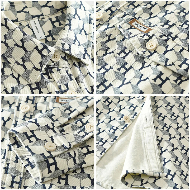 Men's Letter Print Long Sleeve Shirt - 2024 Spring Casual Loose Fit