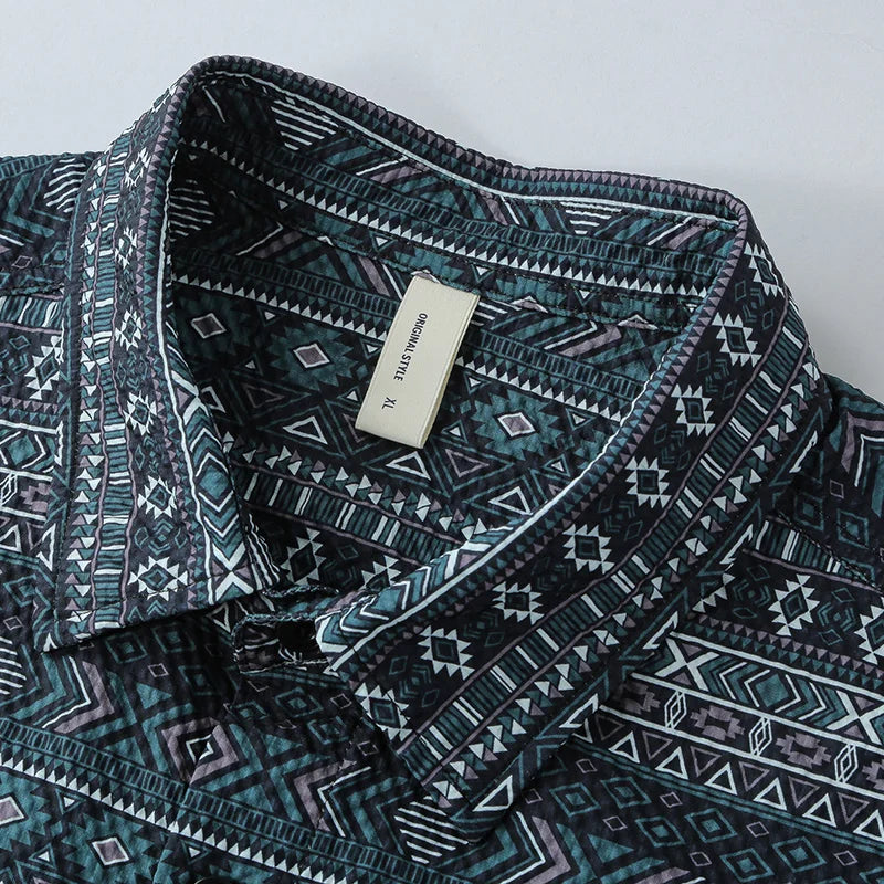 Men's Casual Digital Print Short Sleeve Shirt - Loose Plus Size Button-up