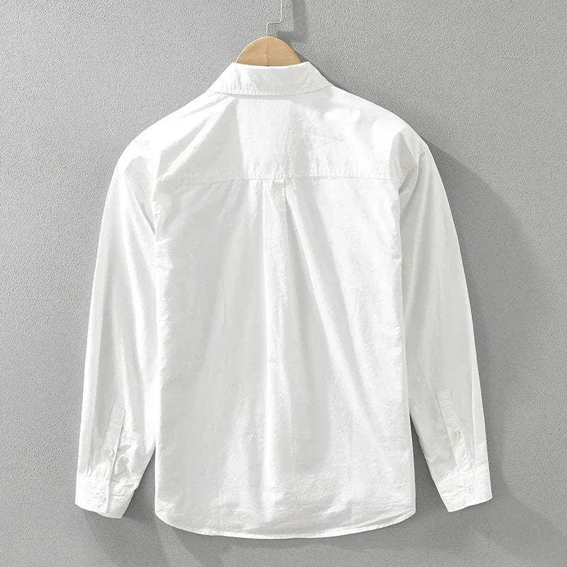 2024 Autumn New Men's Patchwork Long Sleeve Shirt - Cotton Oversize Loose Casual Shirt
