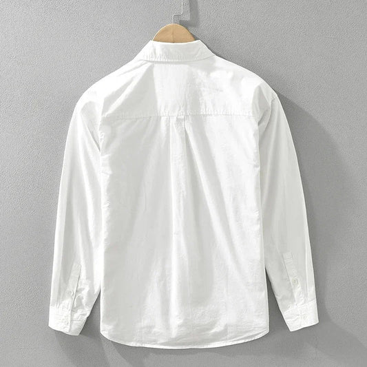 2024 Autumn New Men's Patchwork Long Sleeve Shirt - Cotton Oversize Loose Casual Shirt