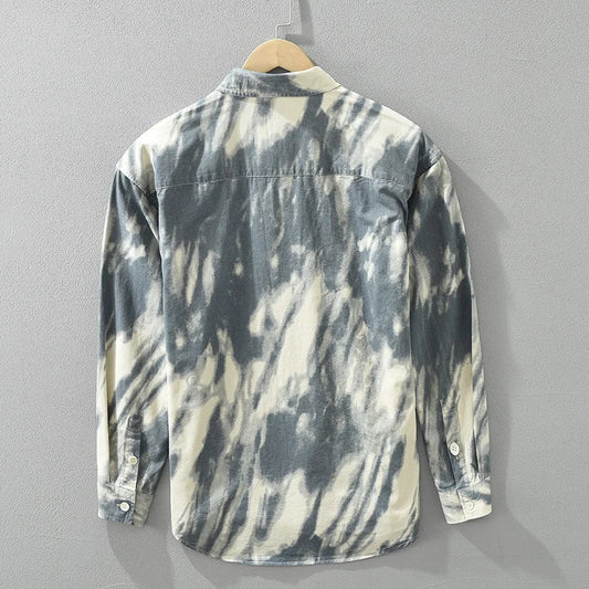 Men's 2024 Fashion Tie-dye Print Shirt - Pure Cotton Long Sleeve Dress Shirt