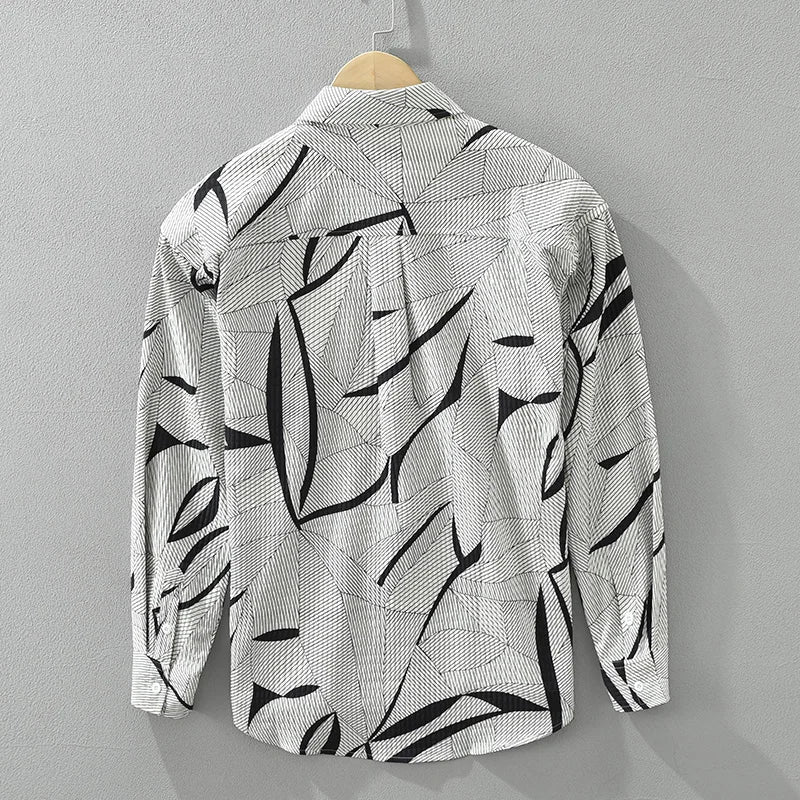 Men's Long Sleeve Print Shirt - Casual Button-Up Fashion Top