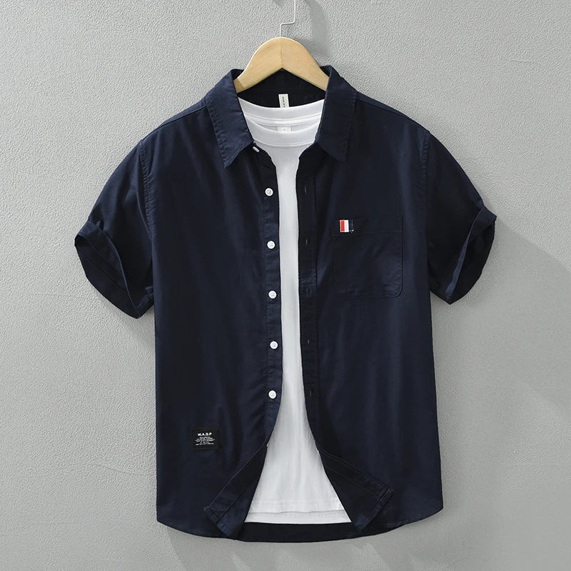 Men's White Short Sleeve Shirt - Loose Casual Summer Shirt